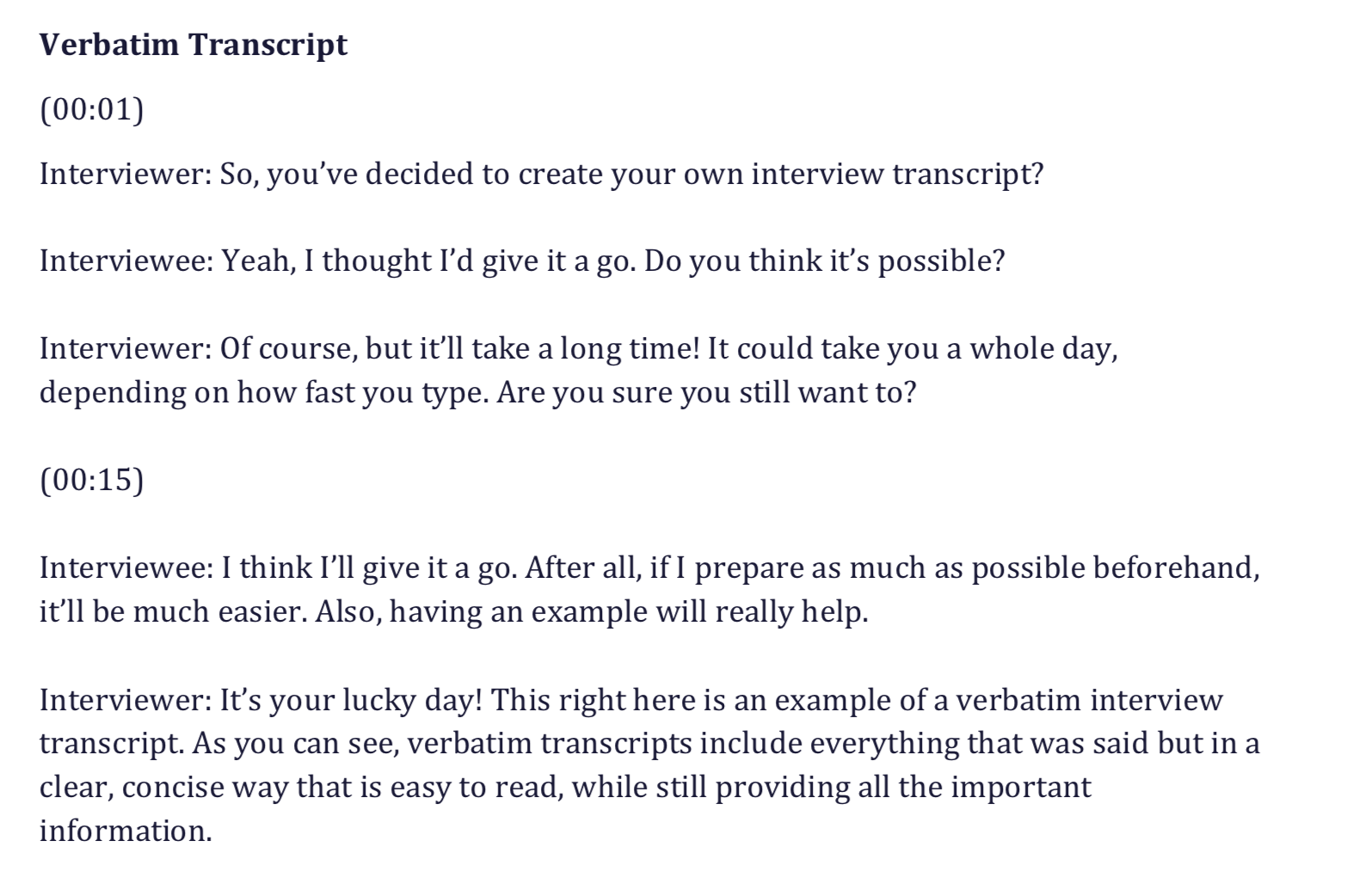 research interview transcript example